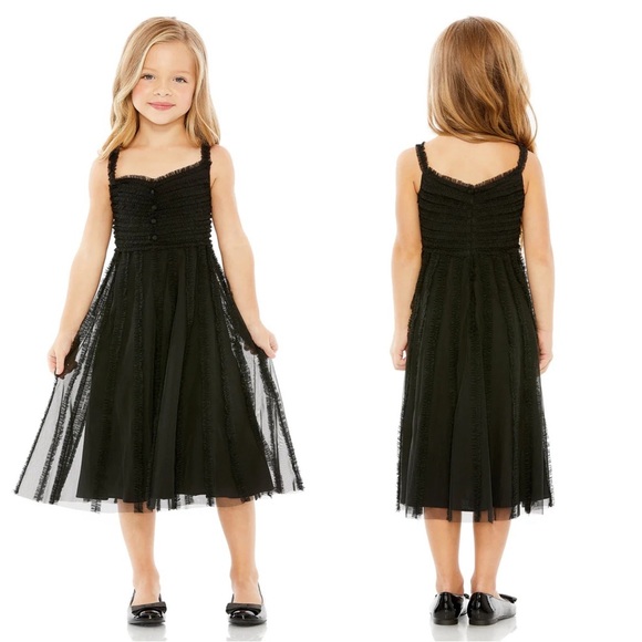 Mac Duggal 8066 Girls Sleeveless Ruffle Tiered Mini Dress Size 2 NWT Black